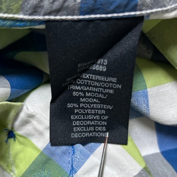 Robert Graham Slide Green Blue L/S Button Up Shirt Men's Flip Cuffs Size XL - Picture 13 of 15